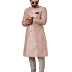 Stunning Rose Gold Banarasi Brocade Achkan | Father Son Combo | Perfect for Grooms Achkan